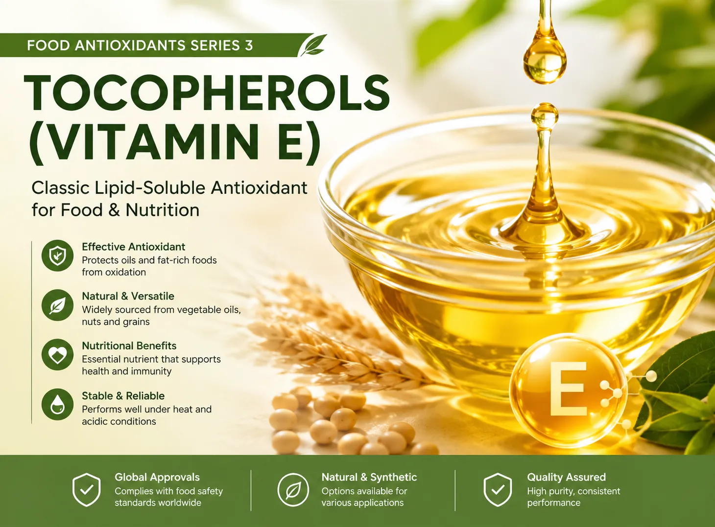 【Antioxidantes Alimentarios Serie 3】 Antioxidante Cl&aacute;sico Liposoluble | Tocoferoles (Vitamina E)